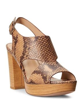 Lauren Ralph Lauren Women's Feona Python-Embossed Leather Sandals 8